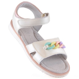 Sandali in velcro con catena Miss Jr EVE426 beige 1