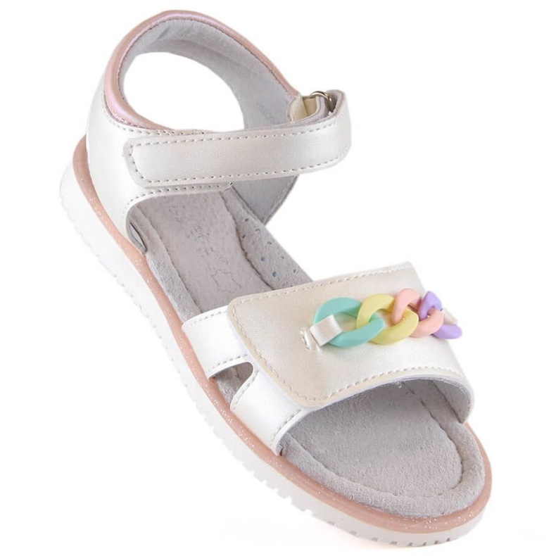 Sandali in velcro con catena Miss Jr EVE426 beige 1