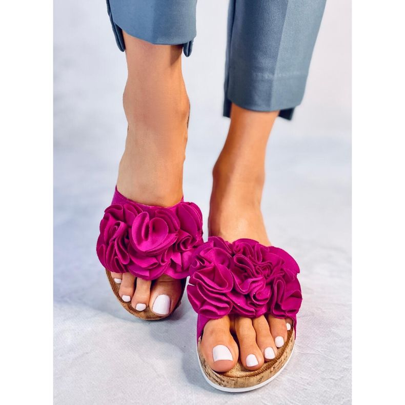 BM Sandali con zeppa con fiori Peluso Fucsia rosa 1