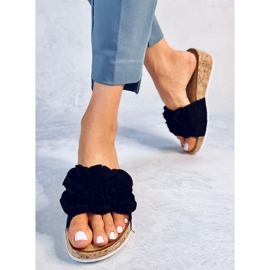 BM Sandali con zeppa con fiori di Peluso Black nero 2