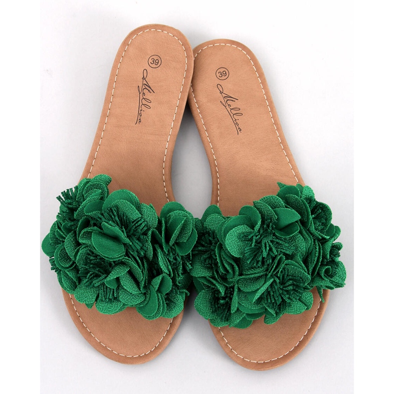 Pantofole a fiore verde Corey 1