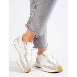 TRENDI Scarpe sportive casual sulla piattaforma beige bianco 2