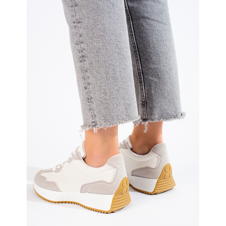 TRENDI Scarpe sportive casual sulla piattaforma beige bianco 1