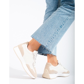 TRENDI Scarpe sportive casual sulla piattaforma beige bianca grigio 1