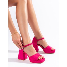 Vinceza sandali con tacco in camoscio rosa 1