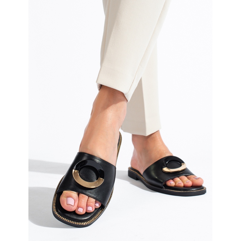 Pantofole Shelovet da donna eleganti nere nero 1