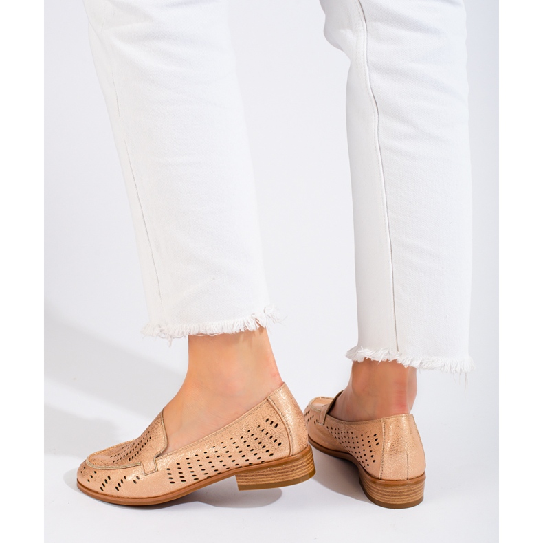 SHELOVET Scarpe traforate dorate da donna Potocki beige 2