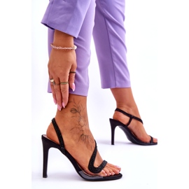 Slip femminile -in sandali a ruote alte luccicanti neri nero 3