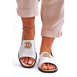 Sandali Donna Con Decorazione S.Barski KV-2775-49 Argento 4