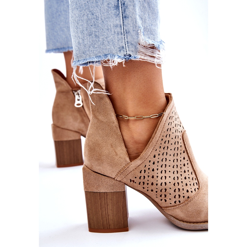 Bella Paris Stivali tagliati in pelle scamosciata beige Layne 4