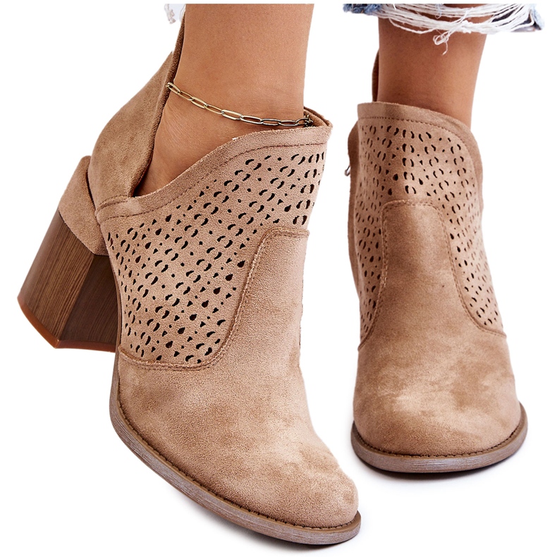 Bella Paris Stivali tagliati in pelle scamosciata beige Layne 6