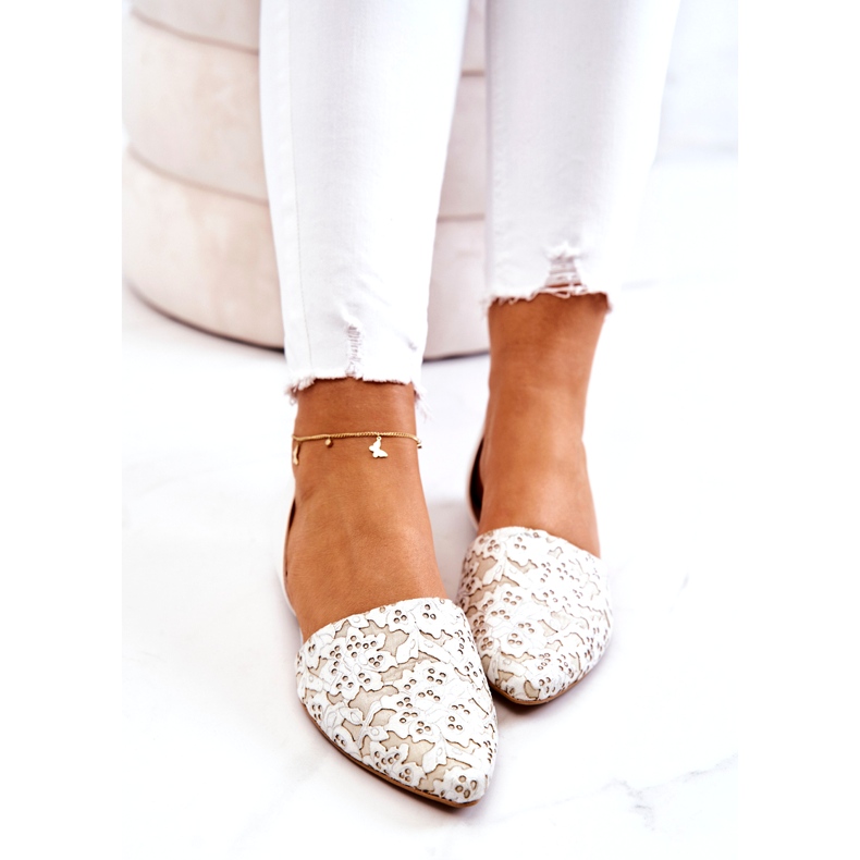 Eleganti ballerine in pelle Laura Messi 1110 Beige 4