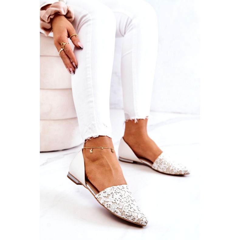 Eleganti ballerine in pelle Laura Messi 1110 Beige 3