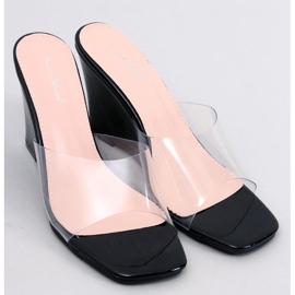 BM Ciabatte con zeppa trasparenti Rocks Black nero 1