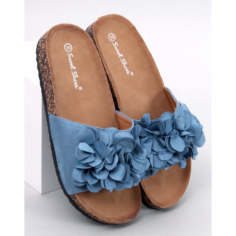 BM Pantofole in sughero con fiori Fowley Blue 1