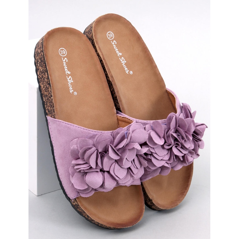 BM Pantofole in sughero con fiori Fowley Purple viola 1