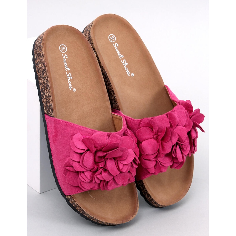 BM Pantofole in sughero con fiori Fowley Fuchsia Peach rosa 1