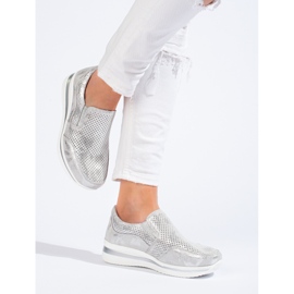 Sneakers con plateau in pelle di Shelovet argento d'argento 1