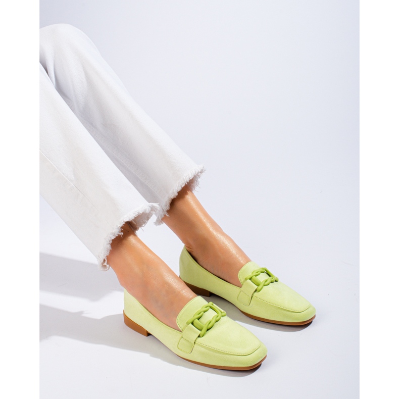 Mocassini da donna in camoscio verde Shelovet 1