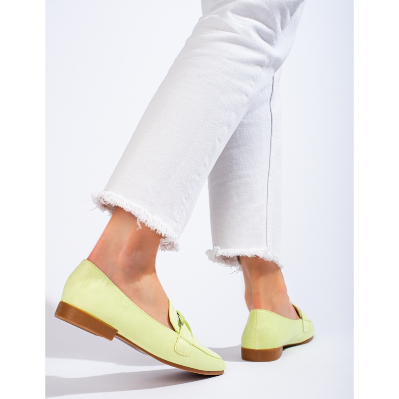 Mocassini da donna in camoscio verde Shelovet 2