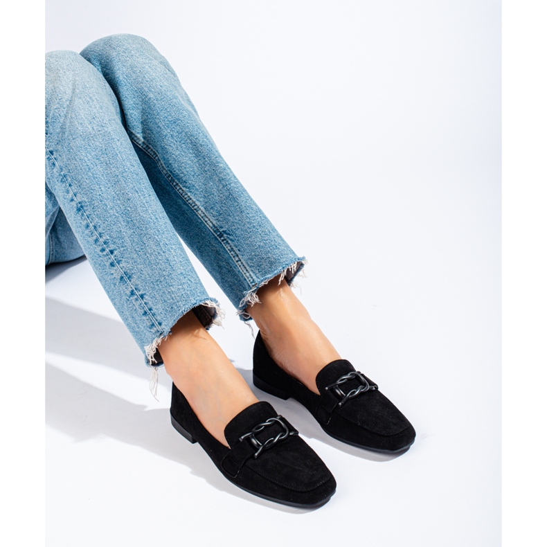 Mocassini da donna in camoscio nero di Shelovet 1