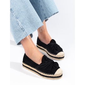 Espadrillas in camoscio nero con plateau e fiocco di Shelovet 1
