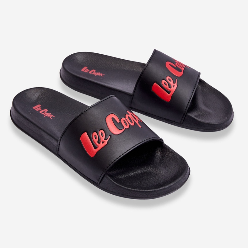 Pantofole leggere Lee Cooper LCW-23-42-1730 nere-rosse da uomo nero 2