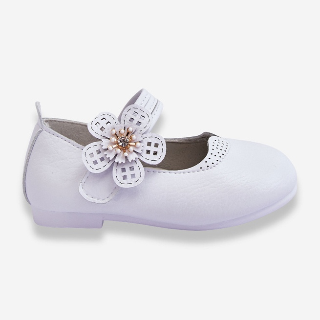 Ballerine In Pelle Per Bambini Con Fiore Bianco Cobi bianca 1