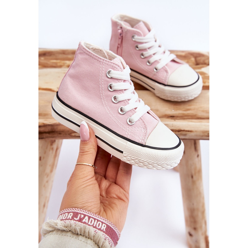 FR1 Sneakers Alte da Bambino Cerniera Filemon Rosa Chiaro 1