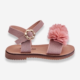 FR1 Sandali per bambini alla moda con fiori rosa poli 1