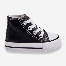 Sneakers Alta In Pelle Da Bambino Marney Bianca E Nera nero 1