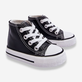 Sneakers Alta In Pelle Da Bambino Marney Bianca E Nera nero 2
