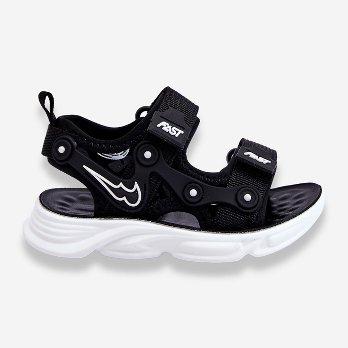 Sandali con velcro Tobias Boys in bianco e nero 1