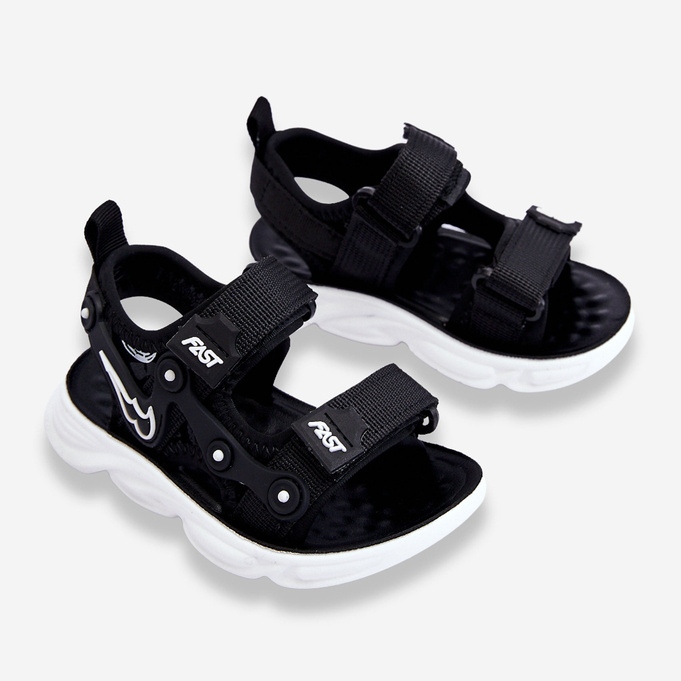 Sandali con velcro Tobias Boys in bianco e nero 2