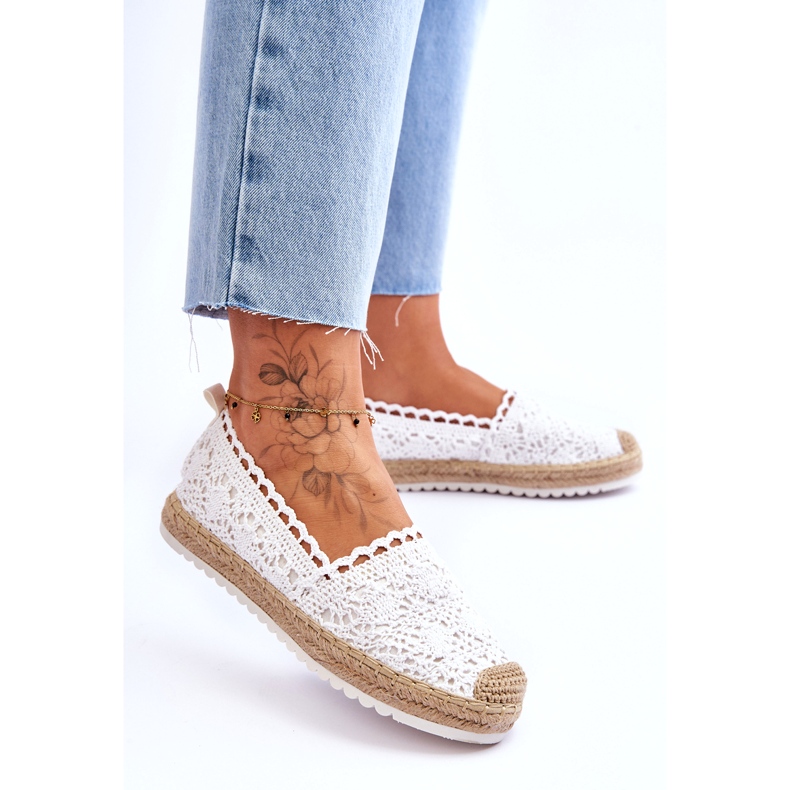 FE1 Espadrillas senza lacci in pizzo Bianco Blanco bianca 1