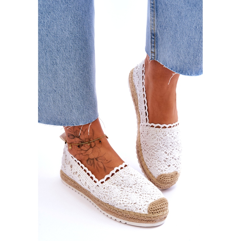 FE1 Espadrillas senza lacci in pizzo Bianco Blanco bianca 3