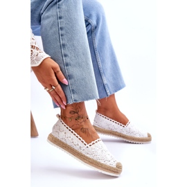 FE1 Espadrillas senza lacci in pizzo Bianco Blanco 5