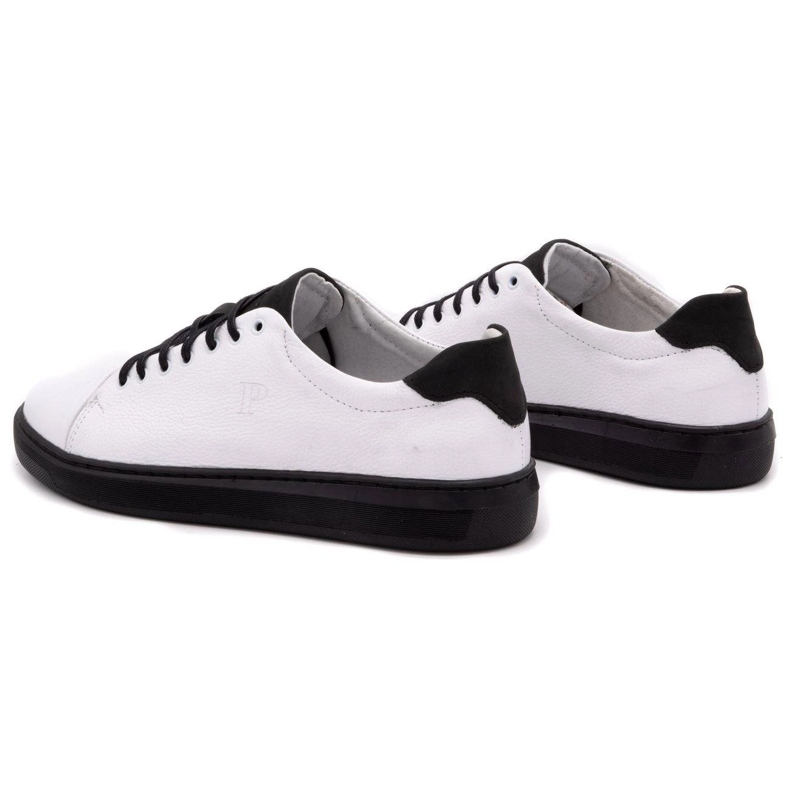 Polbut Scarpe da uomo in pelle 2109 bianche con nero bianca 7
