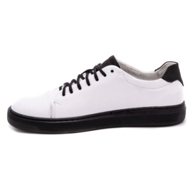 Polbut Scarpe da uomo in pelle 2109 bianche con nero bianco 1
