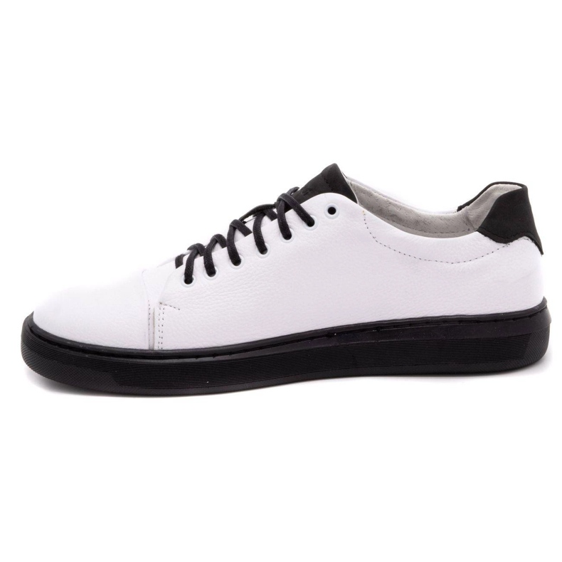 Polbut Scarpe da uomo in pelle 2109 bianche con nero bianco 1