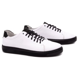 Polbut Scarpe da uomo in pelle 2109 bianche con nero bianca 2