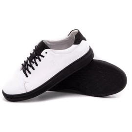 Polbut Scarpe da uomo in pelle 2109 bianche con nero bianca 3
