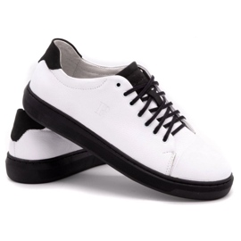 Polbut Scarpe da uomo in pelle 2109 bianche con nero bianco 4