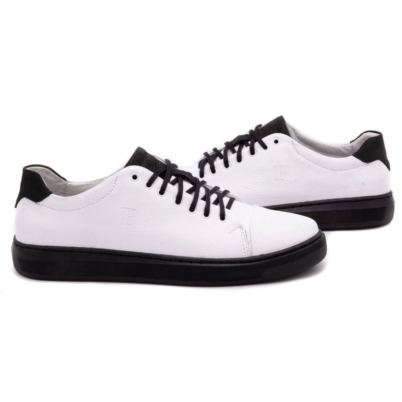 Polbut Scarpe da uomo in pelle 2109 bianche con nero bianca 5