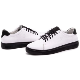 Polbut Scarpe da uomo in pelle 2109 bianche con nero bianca 6