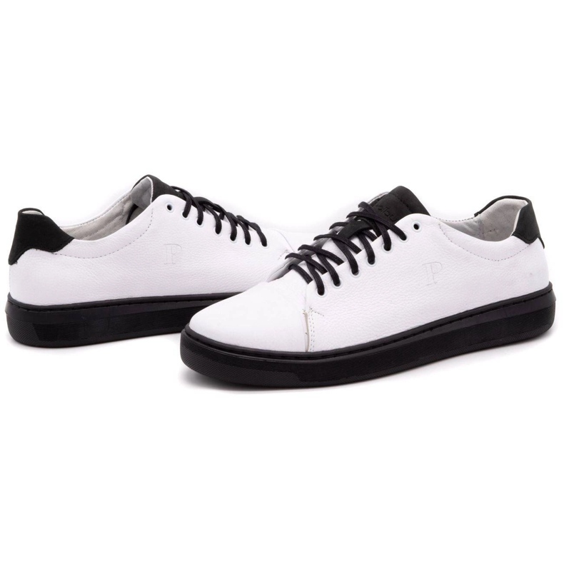 Polbut Scarpe da uomo in pelle 2109 bianche con nero bianco 6