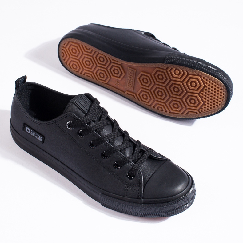 Sneakers nere da uomo realizzate in pelle ecologica Big Star KK174009 nero 1