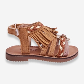 Sandali Con Velcro Per Bambini Con Nappine Marrone Missy 1