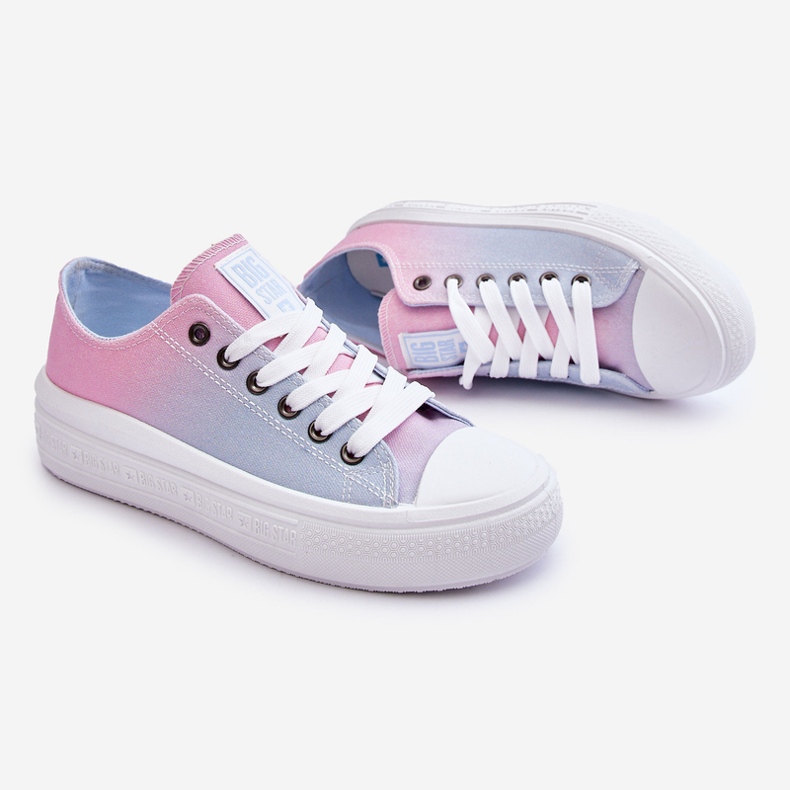 Scarpe da ginnastica basse con plateau Big Star LL274A187 rosa e blu 1