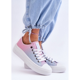 Scarpe da ginnastica basse con plateau Big Star LL274A187 rosa e blu 2